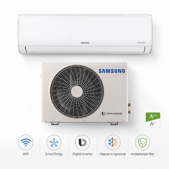 Samsung AR35 WiFi 2,5 kW Samsung AR35 WiFi klimatska naprava 2,5 kW z notranjo in zunanjo enoto